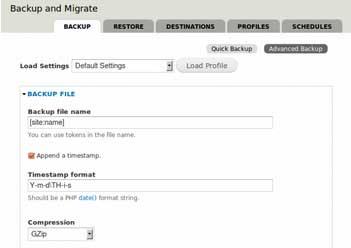 Preview of Backup and Migrate module