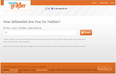 Preview of Twitter Grader tool