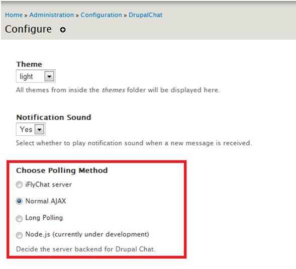 Configuration chat in Drupal
